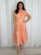 Shoulder Pad Cap Sleeve Midi Dress (7 Colours)
