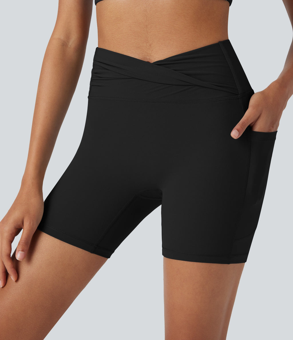 UltraSculptTM High Waisted Yoga Biker Shorts 5'' with Pockets