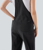 FlexTM Straight Leg Denim Casual Overalls with Pockets