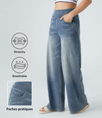 2026🔥FlexTM High Waisted Multiple Pockets Washed Stretchy Knit Casual Bootcut Jeans