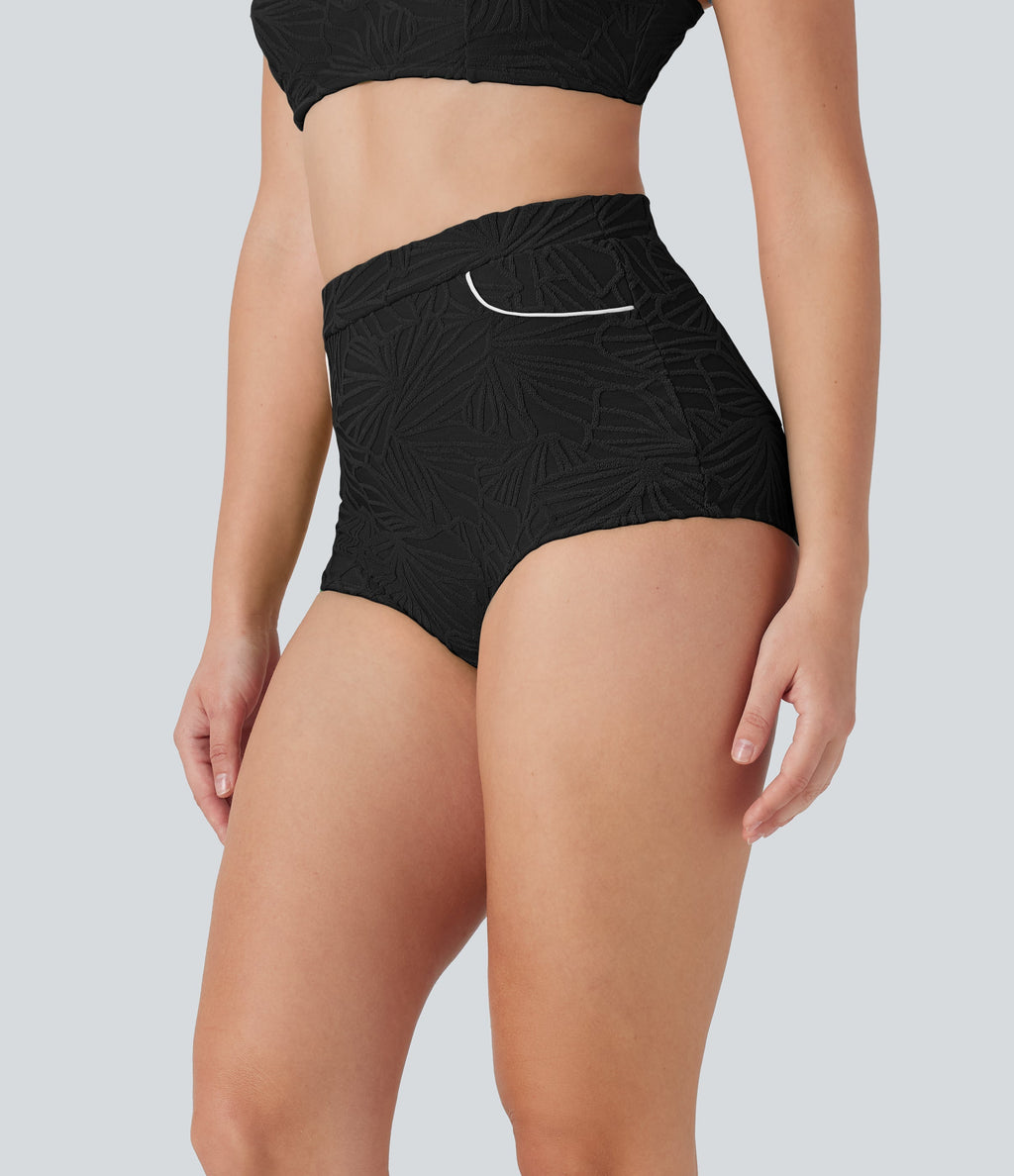 High Waisted Texture Bikini Bottom Swimsuit