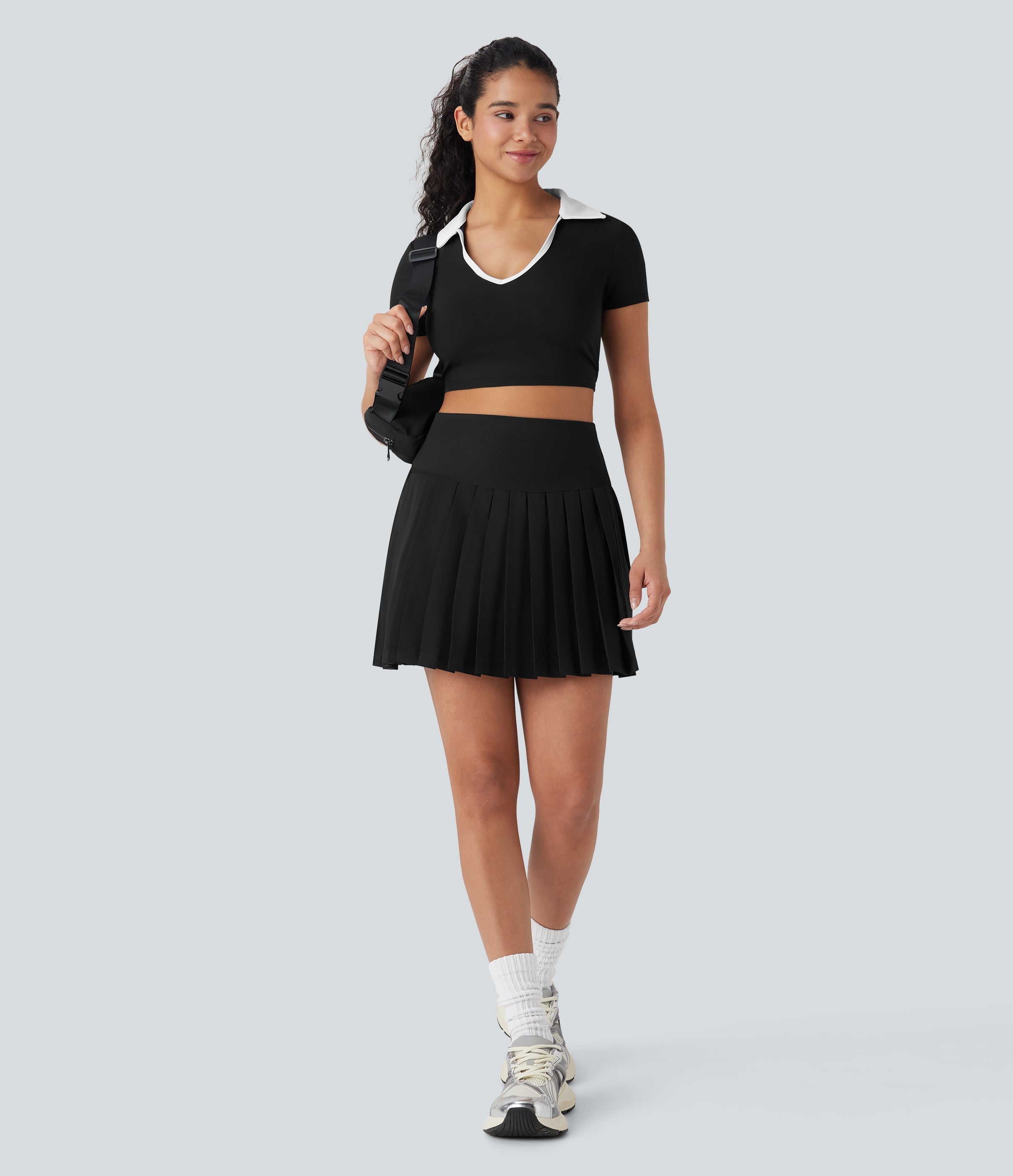 BreezefulTM High Waisted 2-in-1 Pleated Quick Dry Mini Tennis Skirt with Pockets