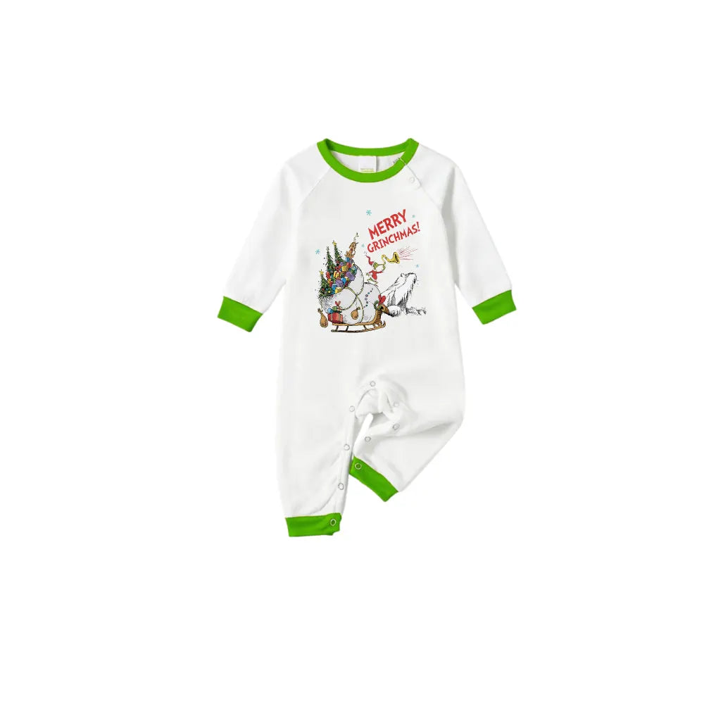 Holiday Family Christmas Pajamas Set With Cute Christmas Character Pattern Print