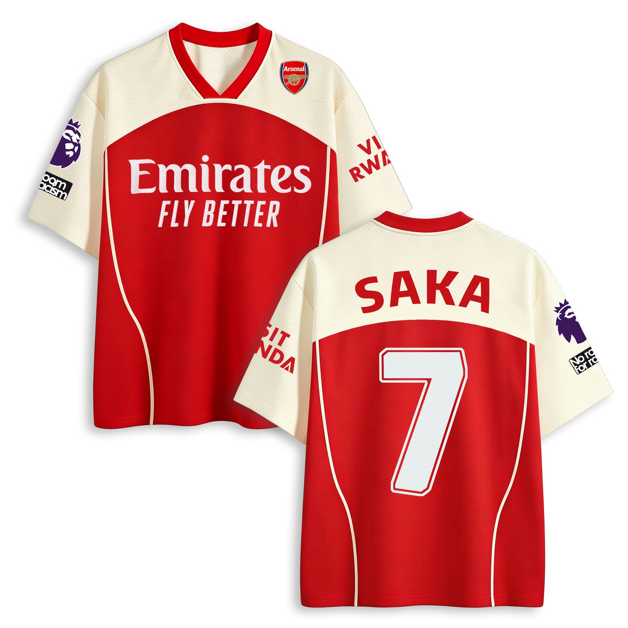 Bukayo Saka #7 Arsenal Vintage Soccer Mesh Jersey