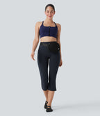 UltraSculptTM SoCinched High Waisted Tummy Control Butt Lifting Ruched Capri Yoga Bootcut Leggings with Pockets