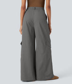 High Waisted Wide Leg Casual Cargo Pants with Pockets