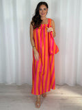 Striped Cotton Maxi Dress With Bag (4 Colours)