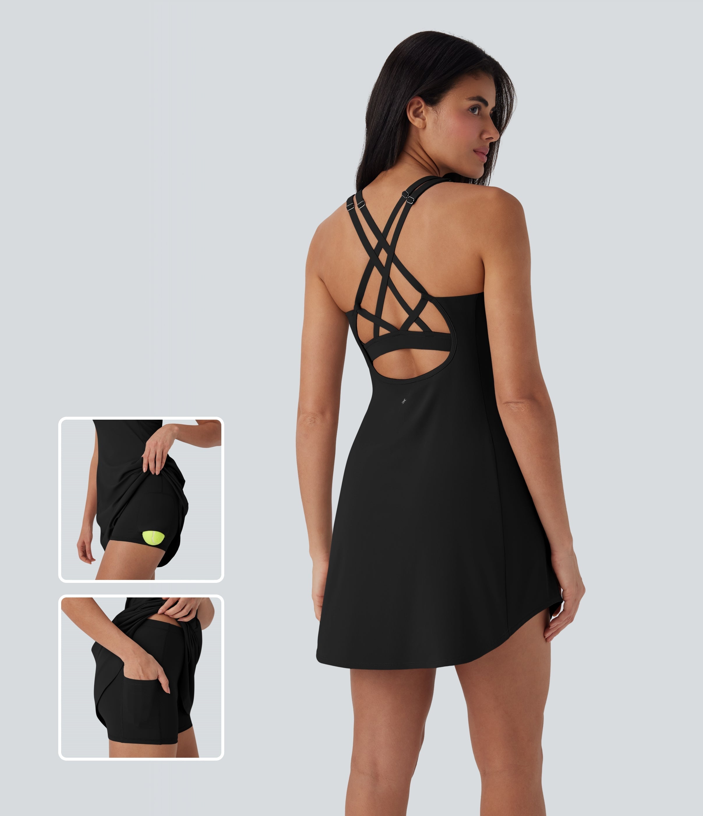 SoftlyZeroTM QuickDry 2-Piece Mini Tennis Active Dress with Pockets