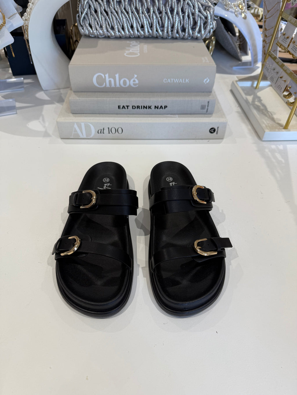Gold Double Buckle Sandal (2 Colours)