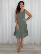 Ribbed Bodice Tiered Midi Dress (6 Colours)