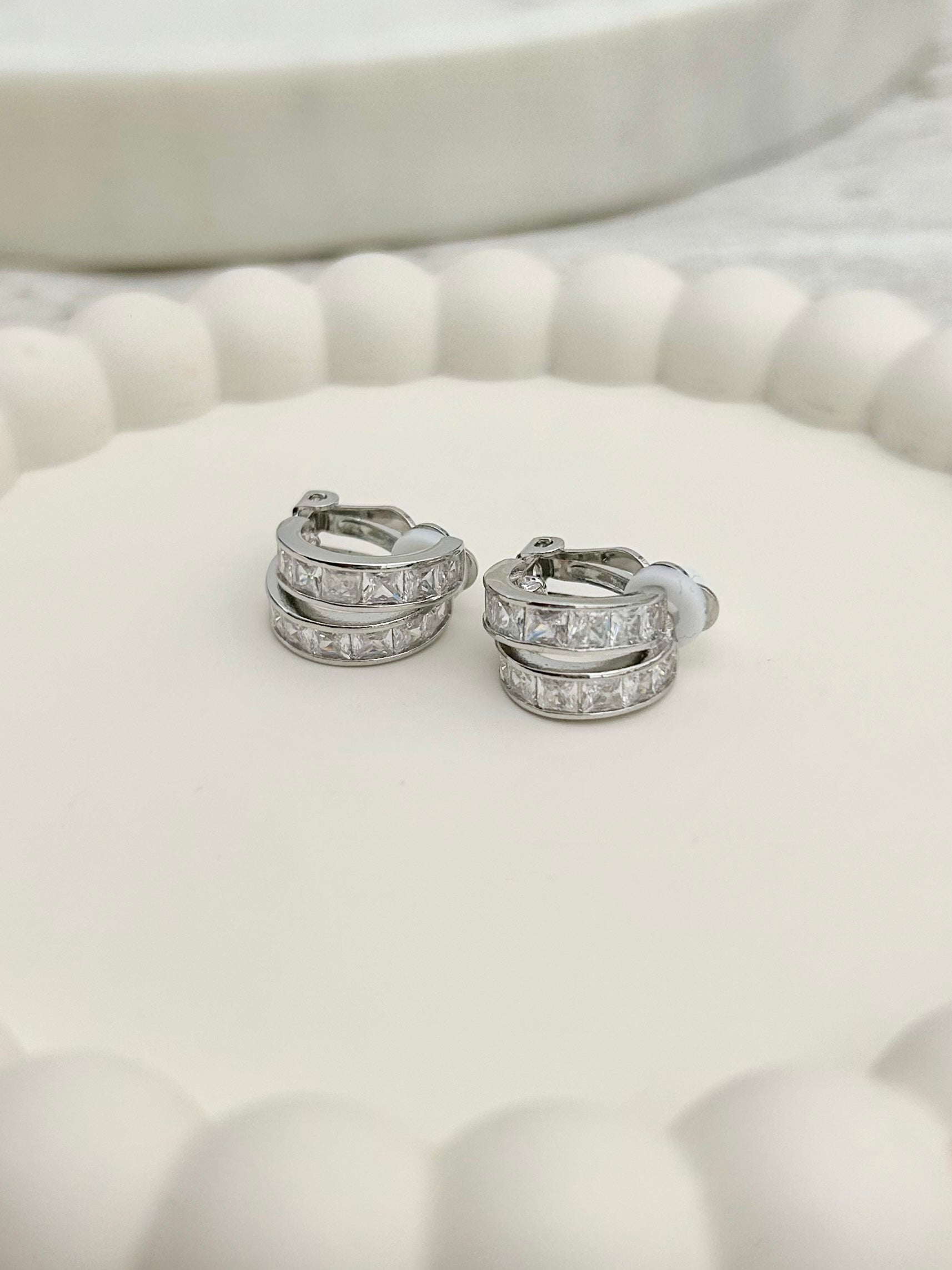 Diamonte Double Hoop Clip on's
