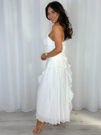 Pleated/Ruffle Detail Side Split Maxi Dress (3 Colours)