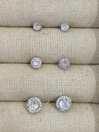 Trio Diamanté Stud Earrings Multi Pack (2 Colours)