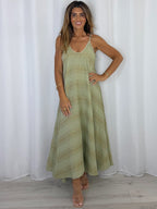V-Neck Strap Gold Fleck Maxi Dress (5 Colours)