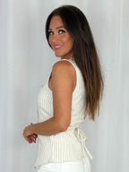 Cream Pinstripe Square Neck Waistcoat