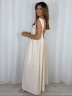 Flower Strap Detail Backless Maxi Dress