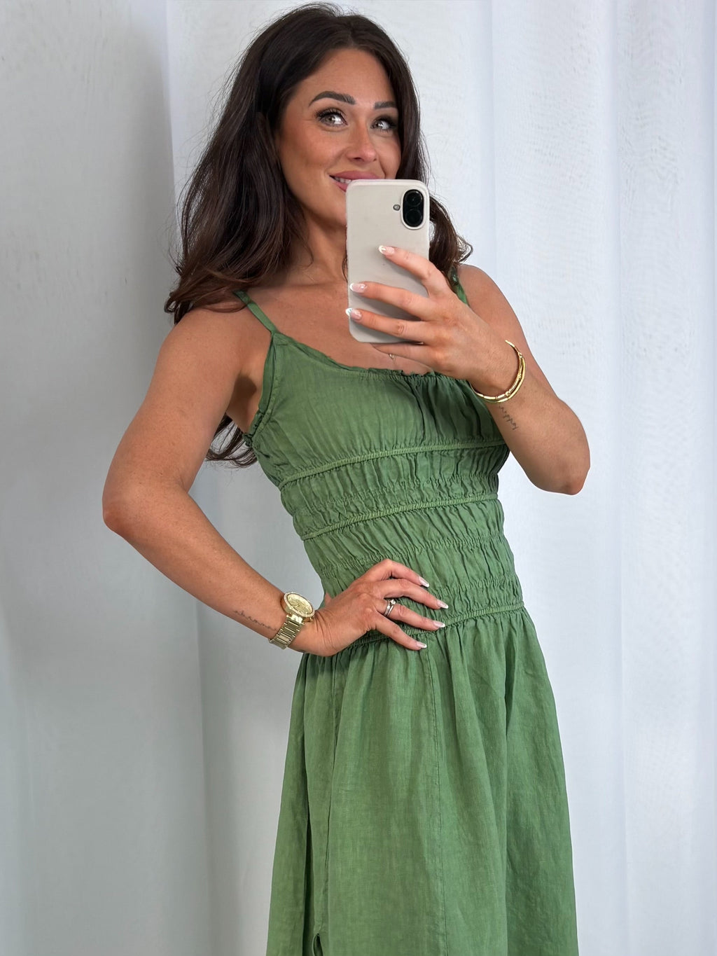 Smocked Waist Side Split Dress (2 Colours)