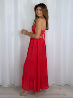 Open Back Tiered Skirt V-Neck Dress (4 Colours)