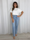 Light Denim Non-Stretch Raw Hem Jeans