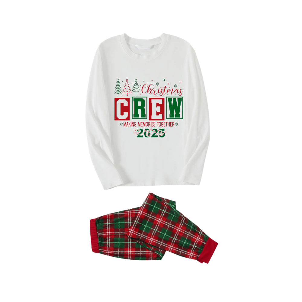 Christmas Making Memories Together Colorful Printed Red and Green Plaid Christmas Pajama Set