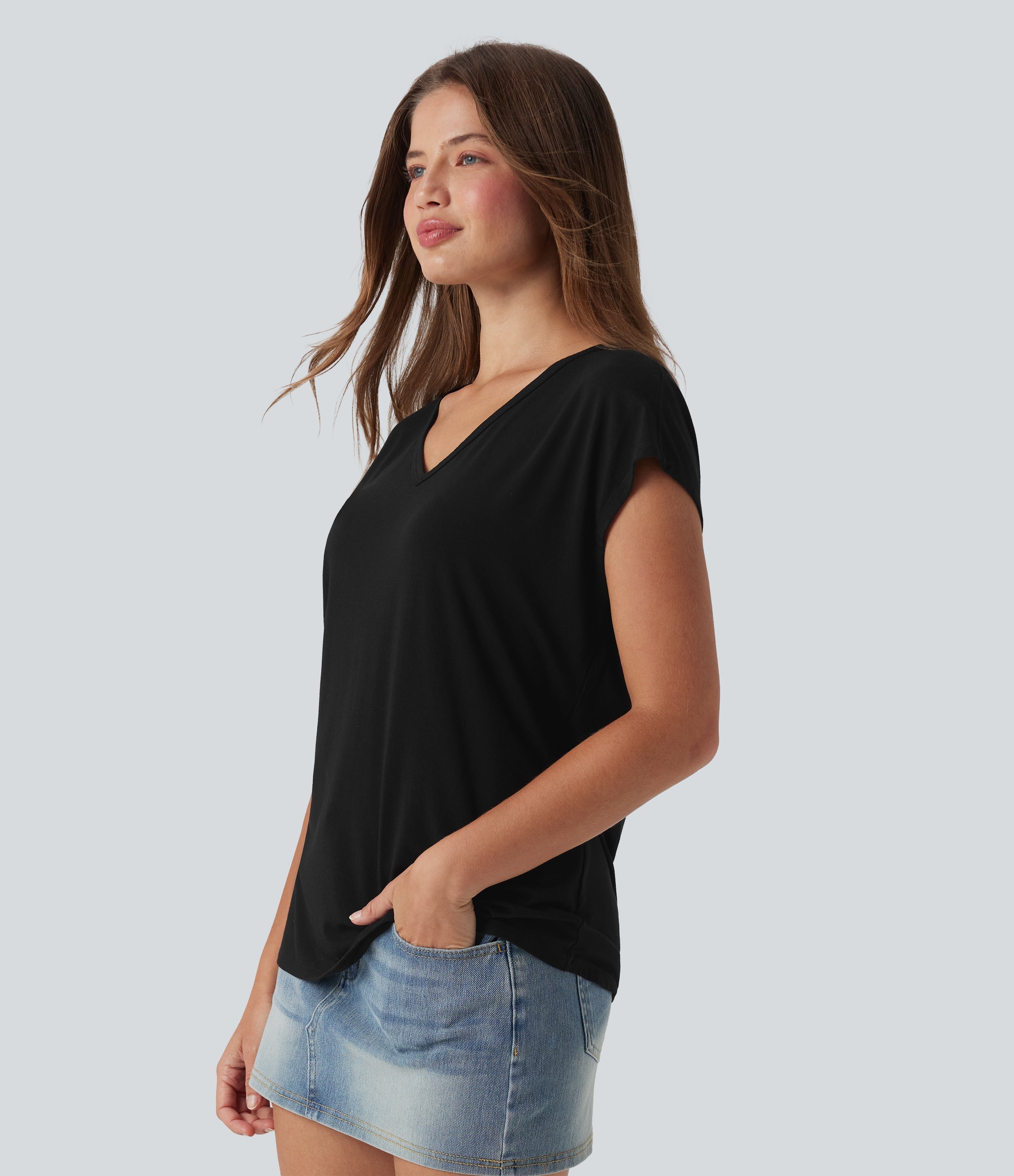 V Neck Short Sleeve Casual T-Shirt