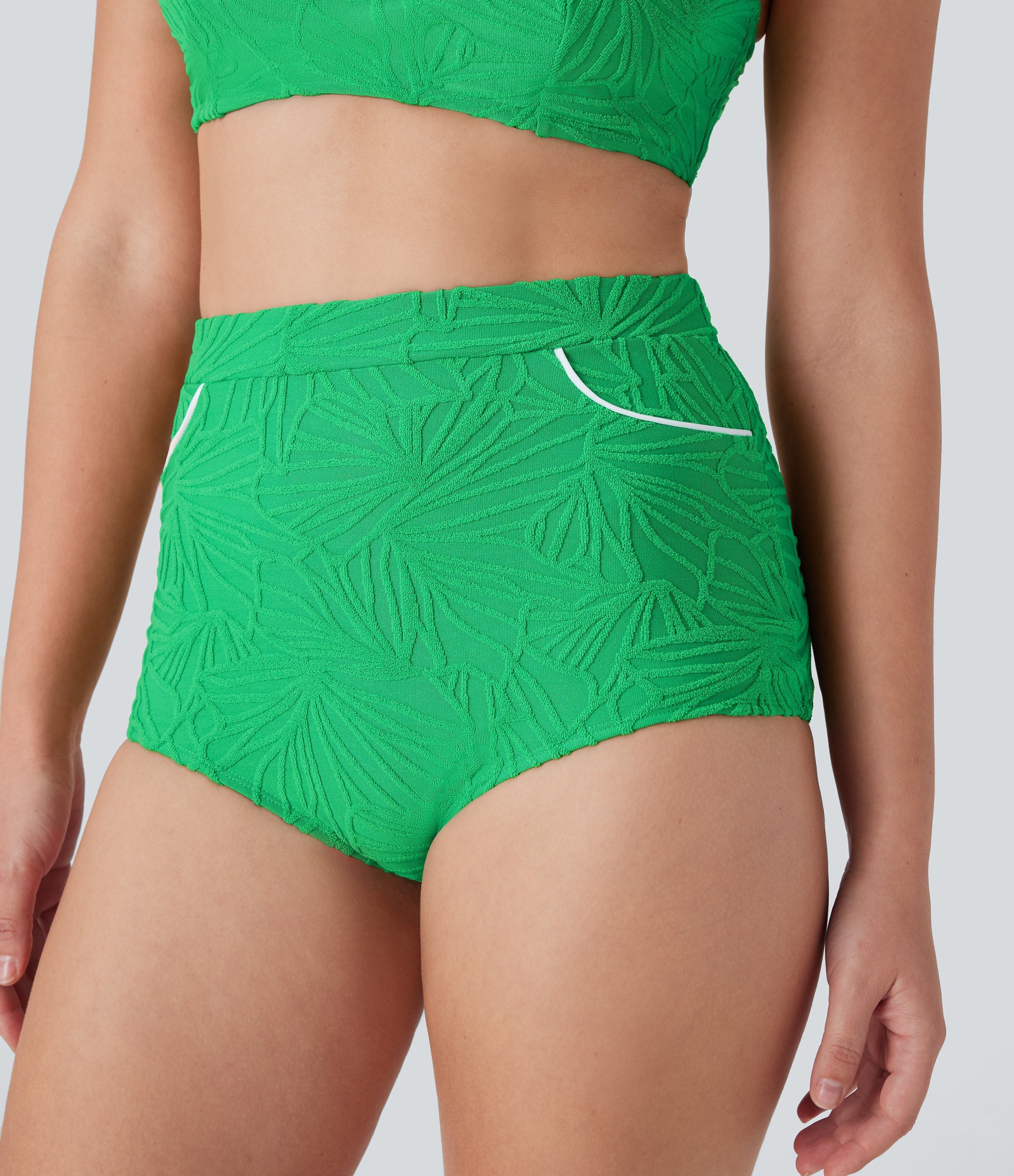 High Waisted Texture Bikini Bottom Swimsuit