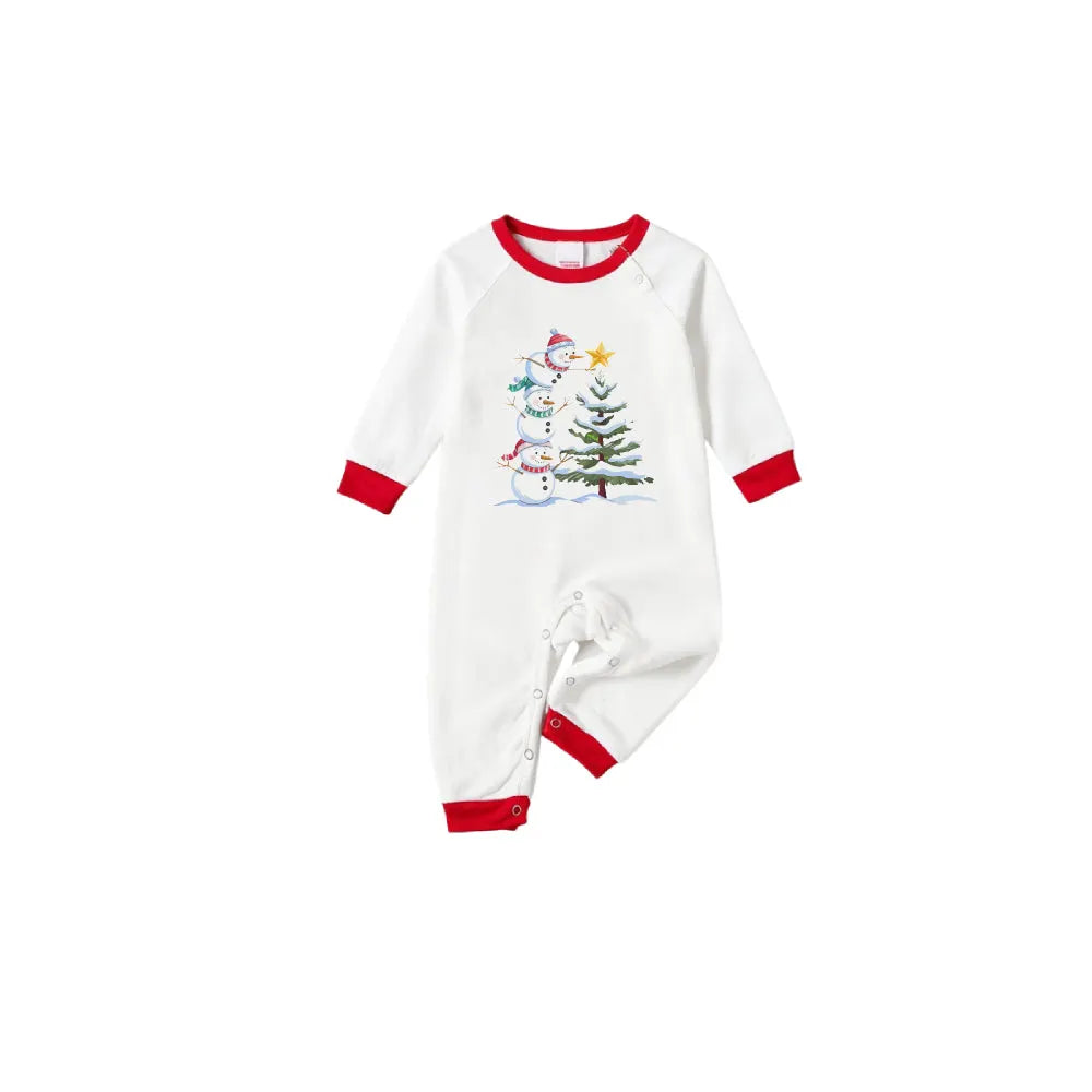 Family Christmas White Pajamas Set With Classic Pattern Print