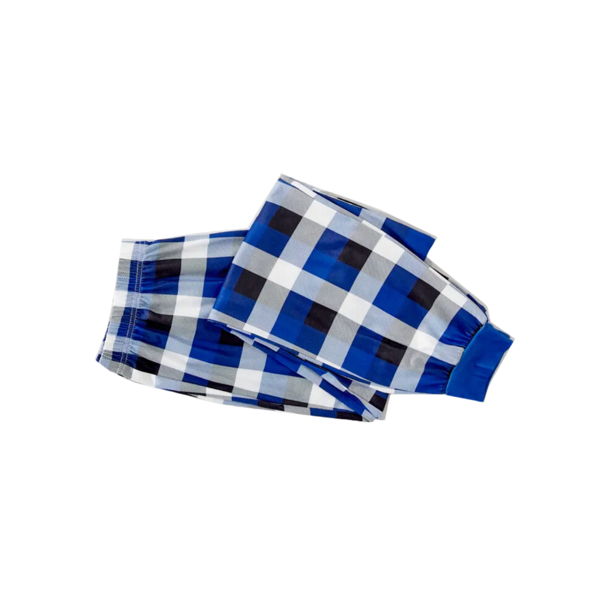 "We are Family 2025 Christmas Make Memories Together" Slogan Print Blue Long Sleeve with Versatile Blue and White Plaid Pants Family Matching Pajamas