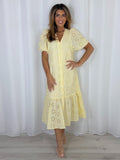 Pearl Button Embroidery Anglaise Maxi Dress (2 Colours)