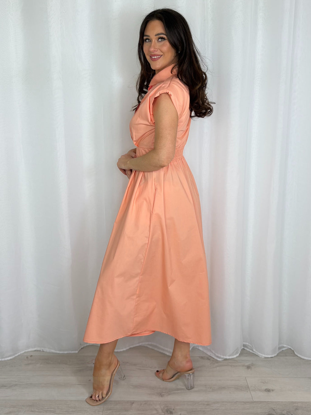 Shoulder Pad Cap Sleeve Midi Dress (7 Colours)