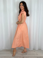 Shoulder Pad Cap Sleeve Midi Dress (7 Colours)