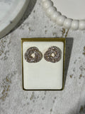 Interlock Circle Diamante Stud Earrings (2 Colours)