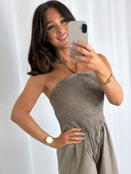Crinkle Bust Halter Neck Style Playsuit (3 Colours)