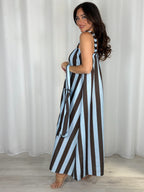 Striped Cotton Maxi Dress With Bag (4 Colours)