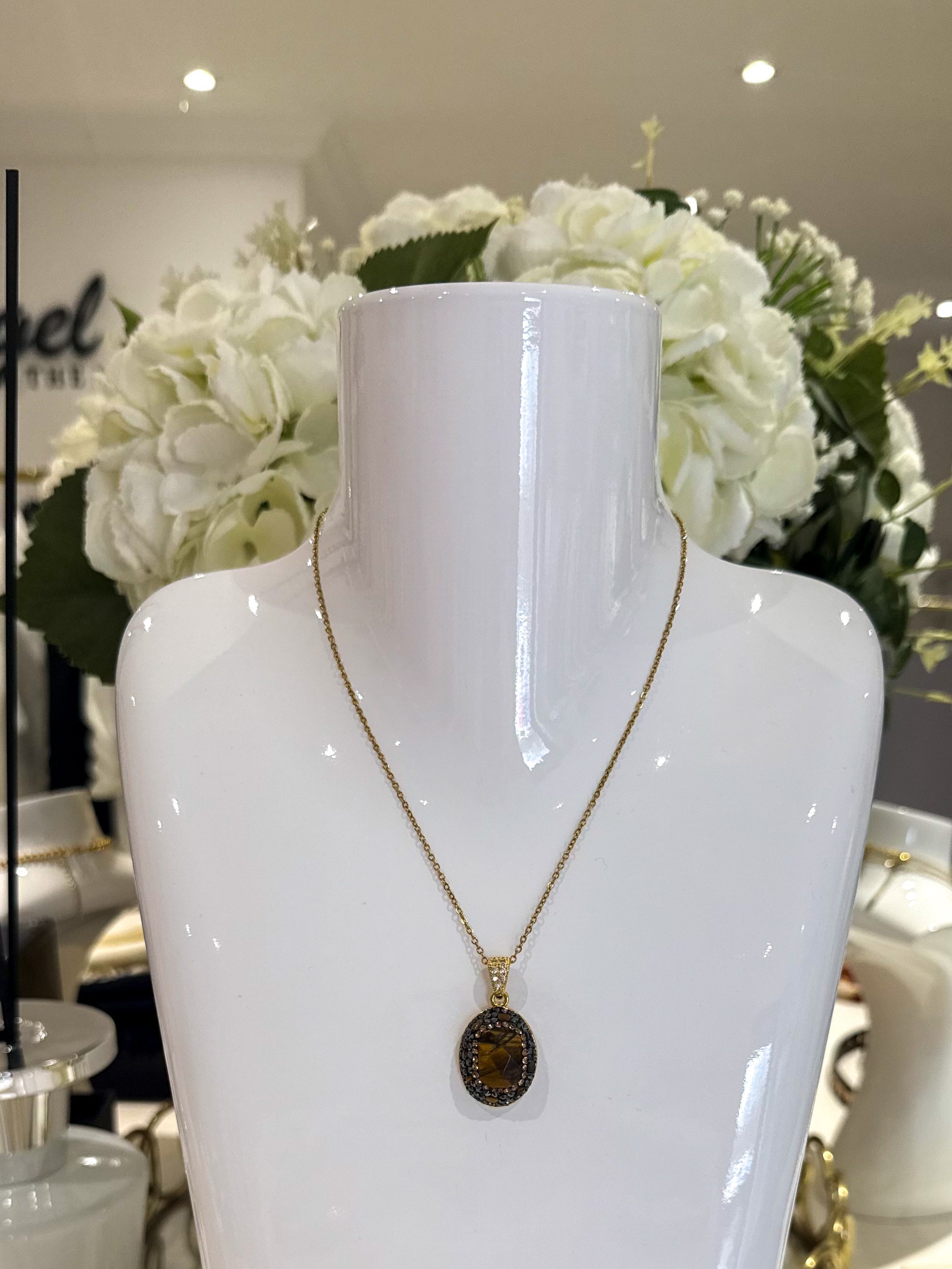 Crystal Pendant Necklace (6 Colours)