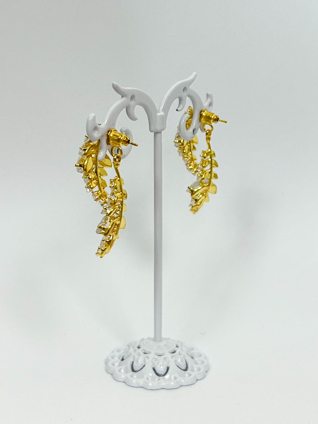 Double Back Diamante Leaf Cluster Earrings (2 Colours)