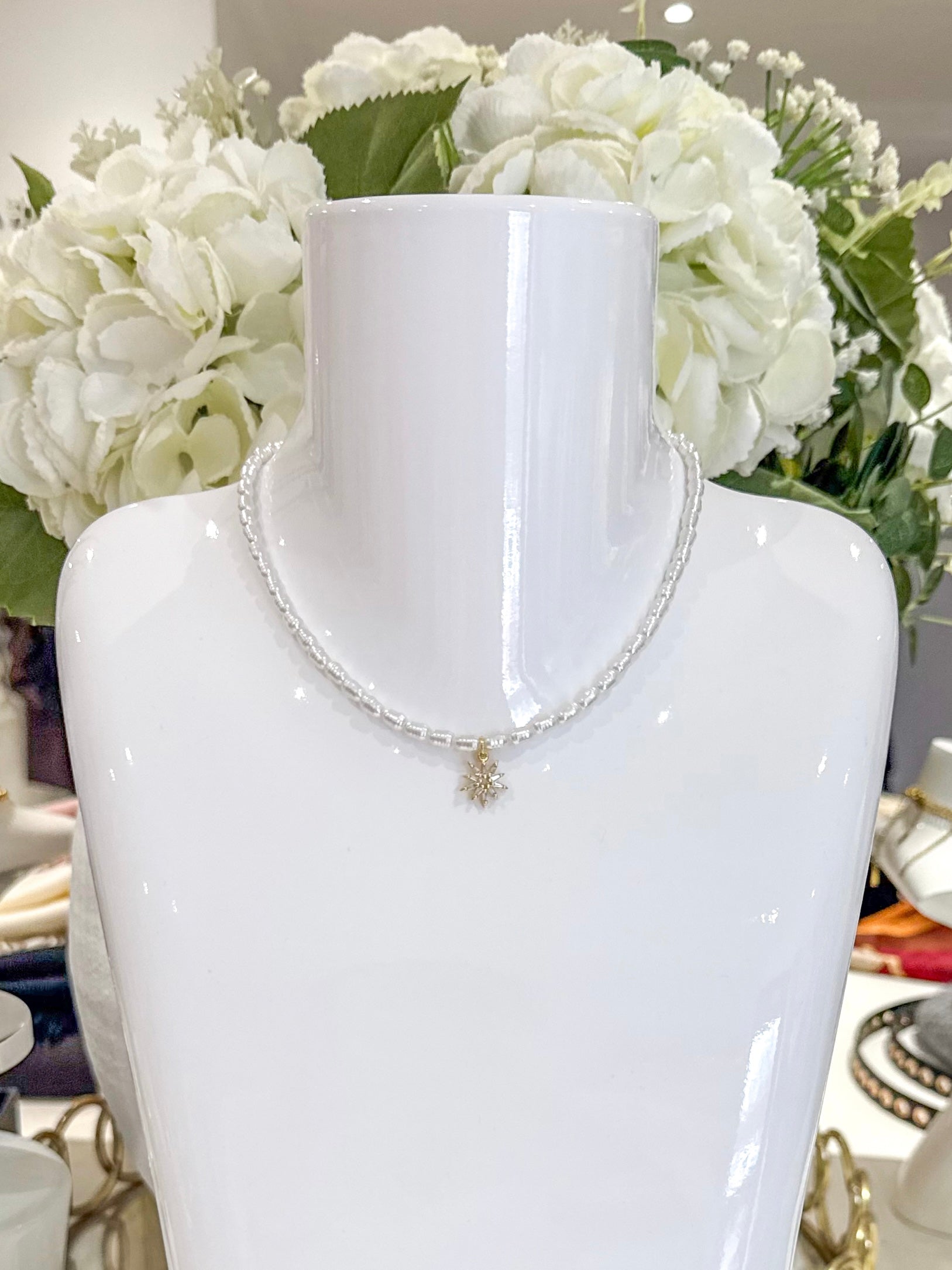 Pearl Beaded Star Necklace