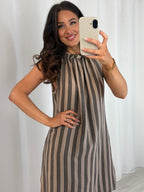 Striped Ruffle Neck Midi Dress (5 Colours)