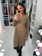 Adeena Plain Zip Detail Jumper Dress