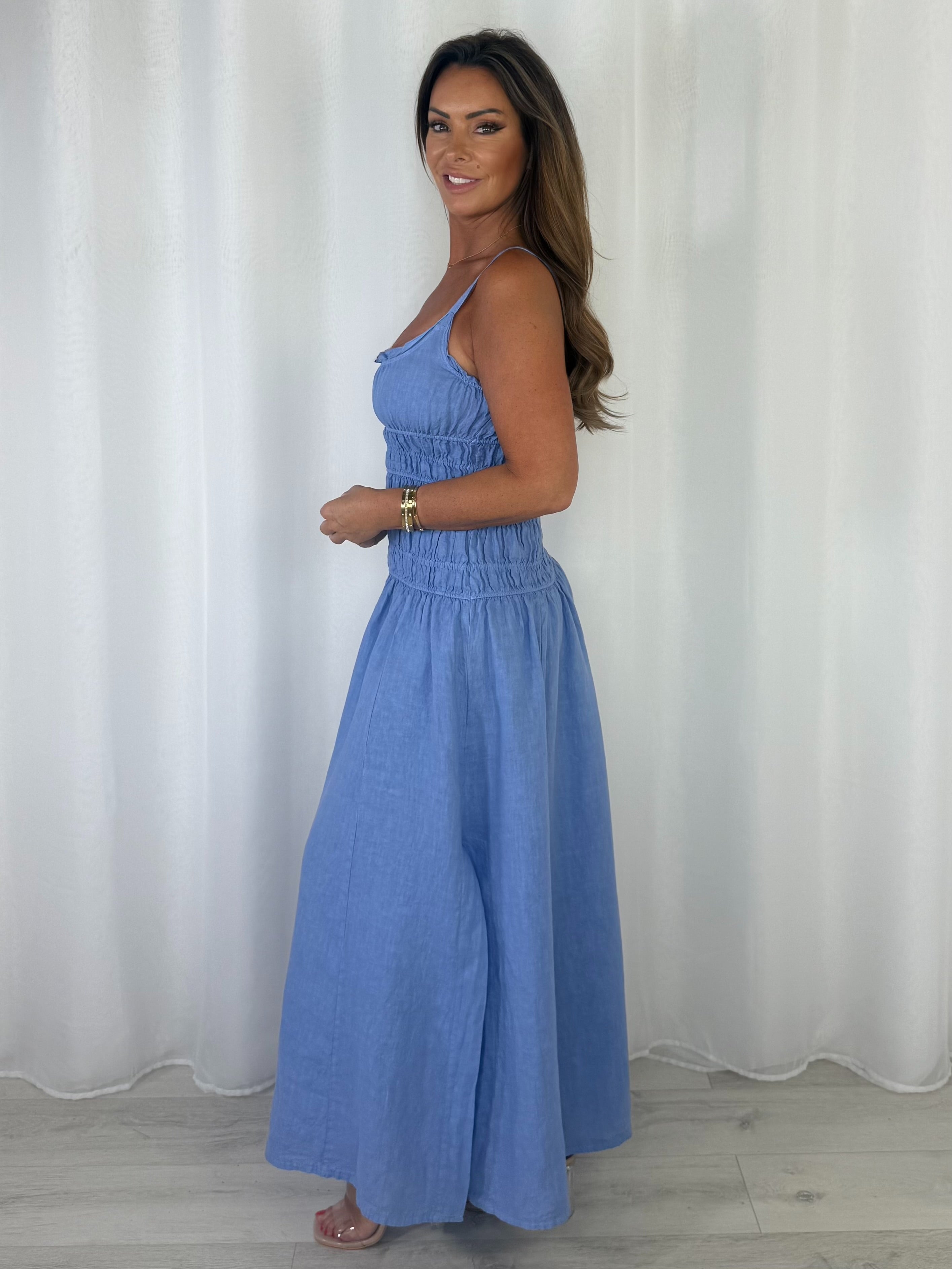 Smocked Waist Side Split Dress (2 Colours)