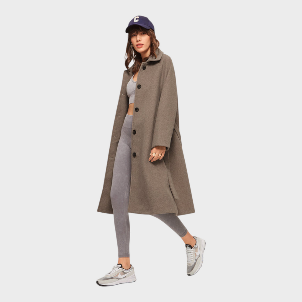 Angelique | Oversized Brushed Long Coat with Belt