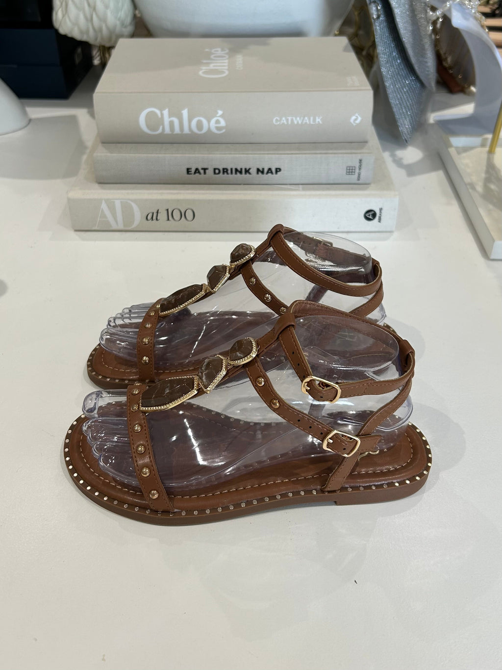 Studded Marble Flat Sandals (3 Colours)