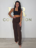 Brown Straight Leg Bronze Stud Jeans
