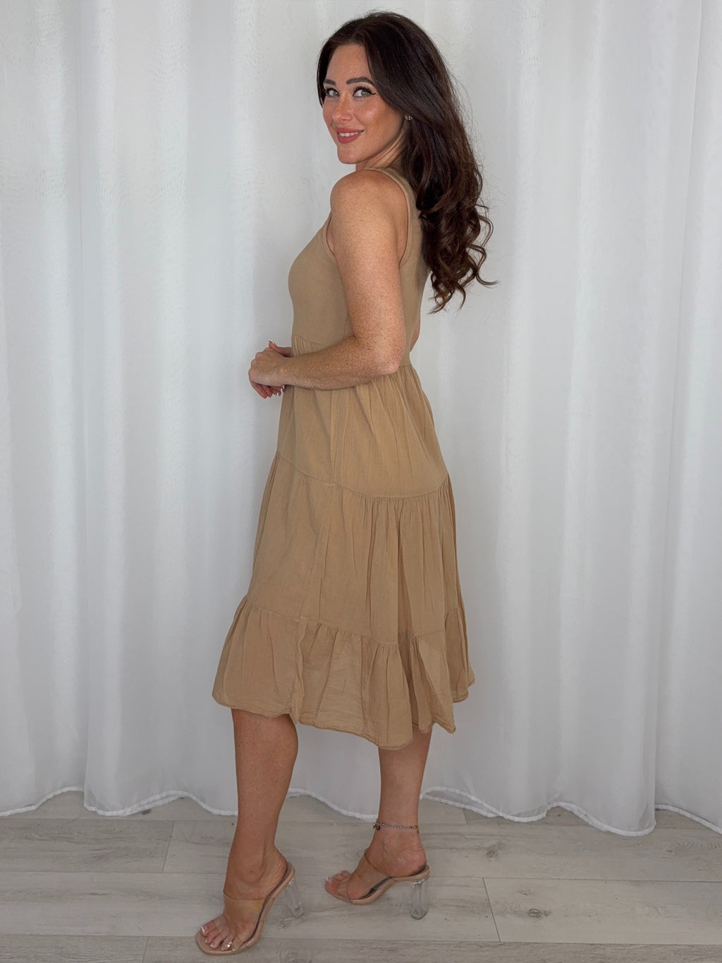 Ribbed Bodice Tiered Midi Dress (6 Colours)