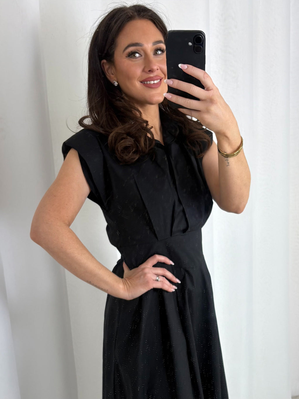 Shoulder Pad Cap Sleeve Midi Dress (7 Colours)