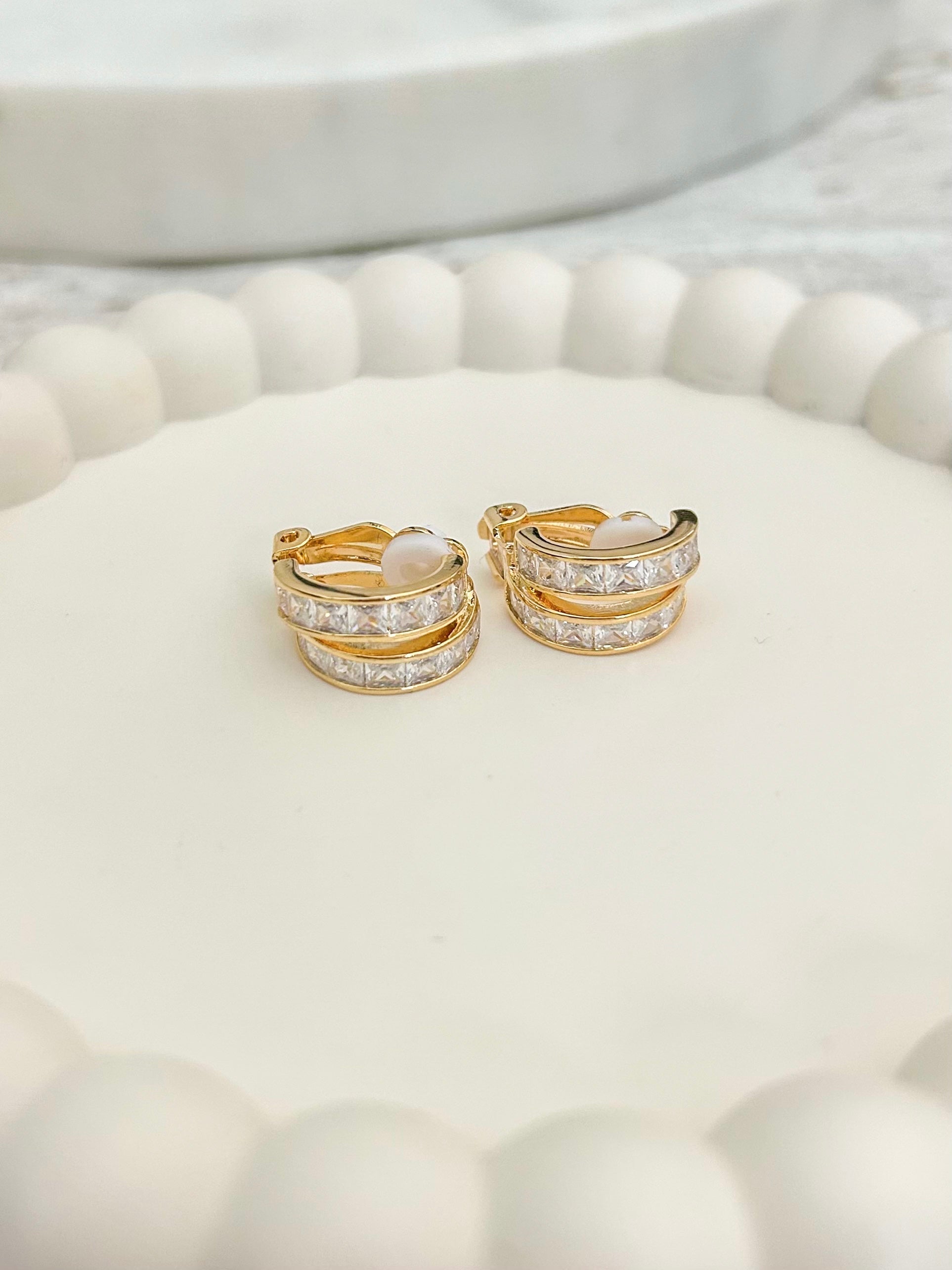 Diamonte Double Hoop Clip on's