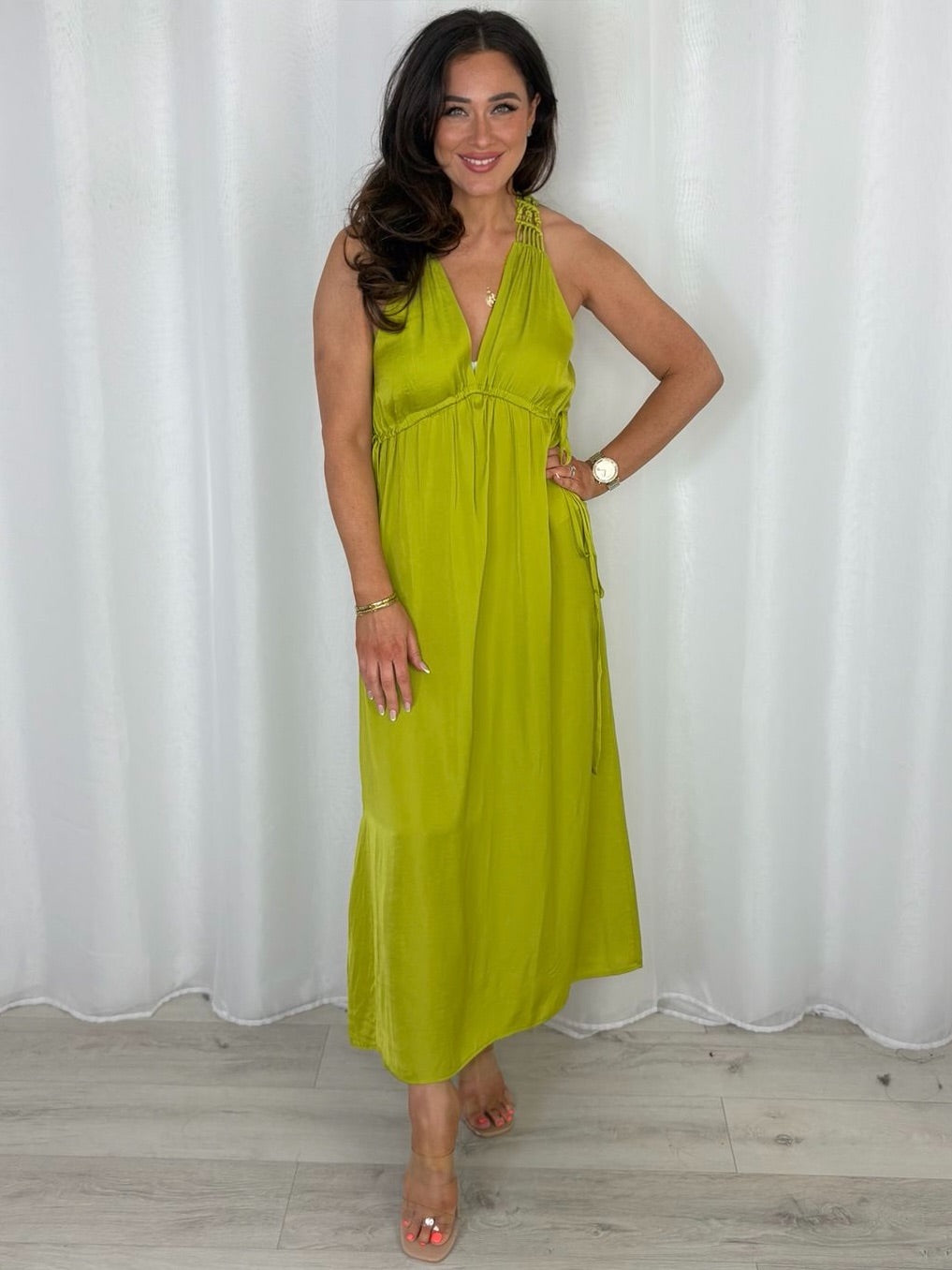 Cinched In Waist Back Rope Detail Dress (2 Colours)