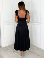 Riviera - Lace Tie-Shoulder Midi Dress (Black)