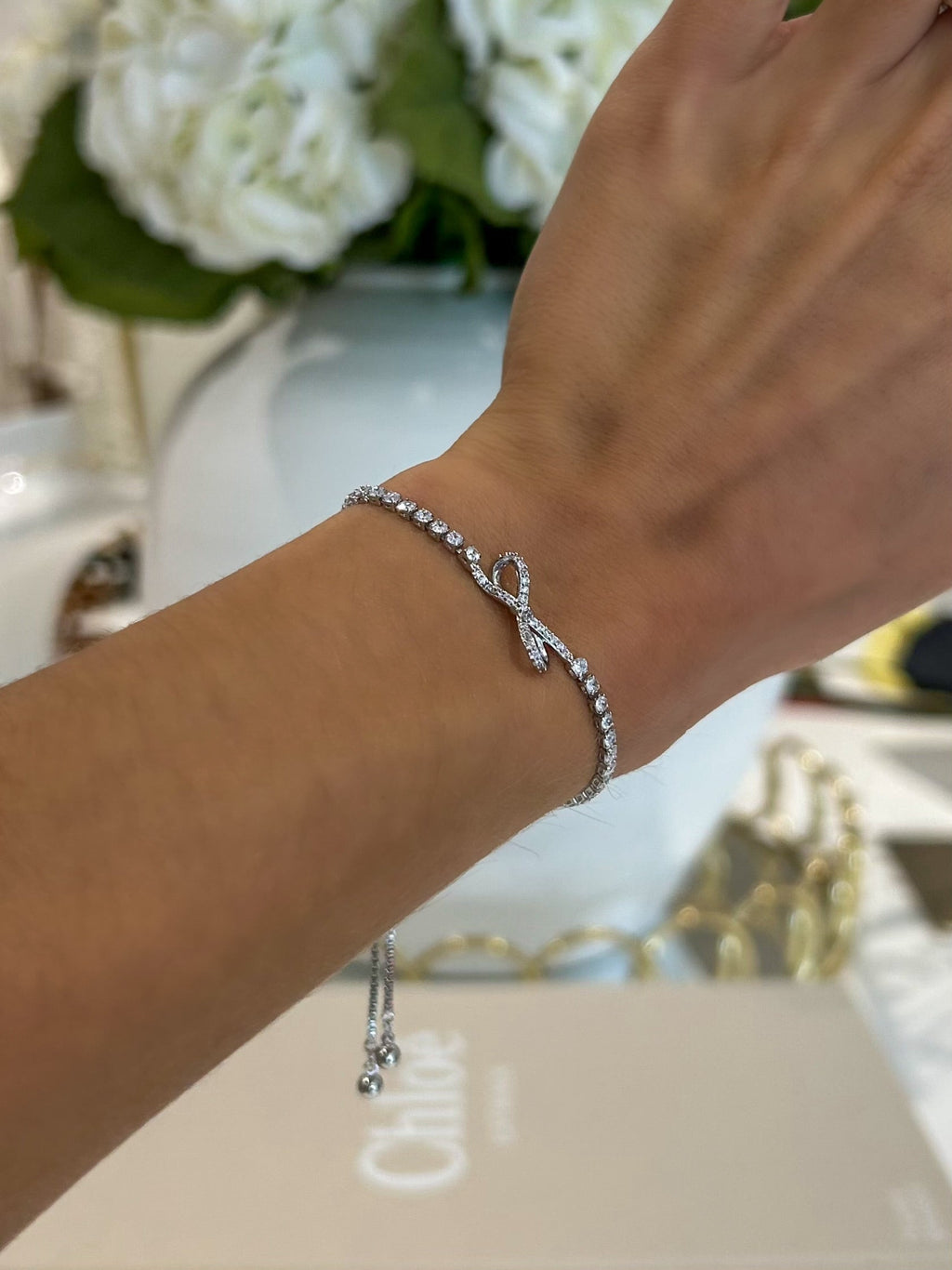 Diamante Bow Adjustable Bracelet (2 Colours)