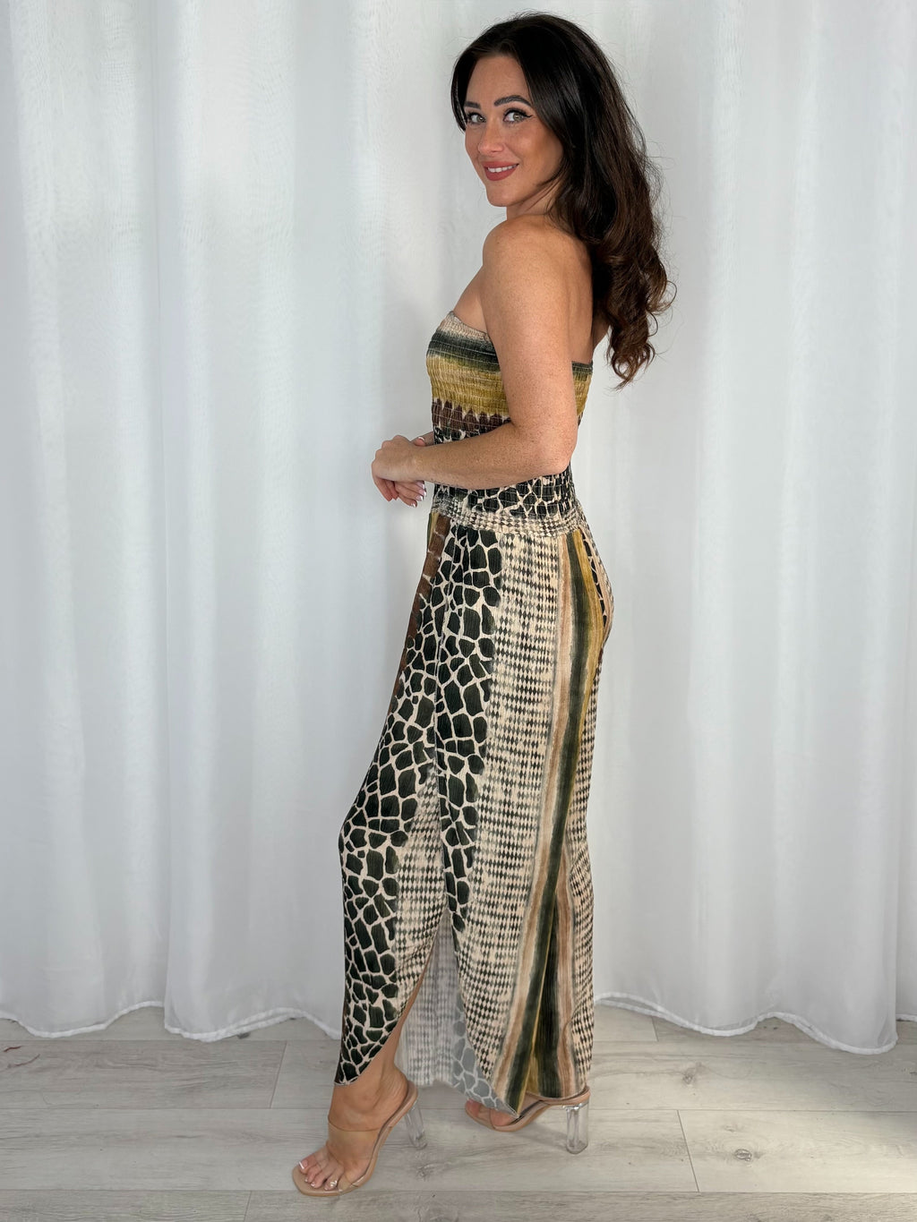 Giraffe Print Bandeau Jumpsuit (3 Colours)